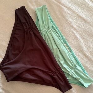 L*Space Two Full Cut Bikini bottoms in Black and Mint green